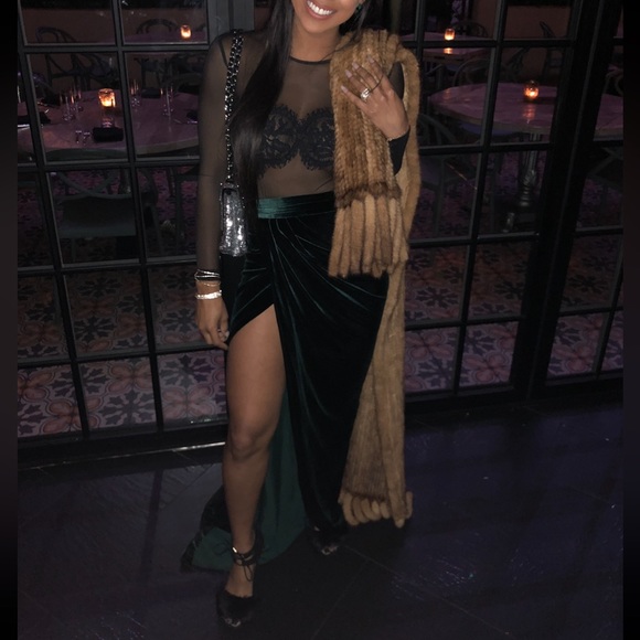 House of CB long emerald velvet skirt - Picture 5 of 5